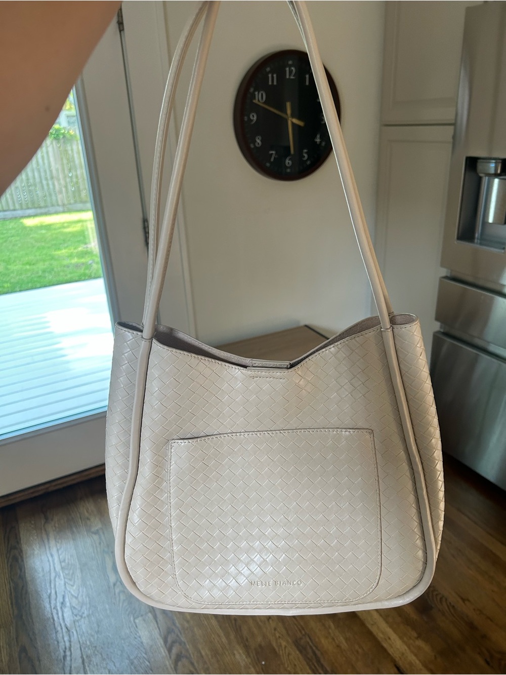 Melie Bianco Cream Woven Shoulder Bag - Picture 1 of 4